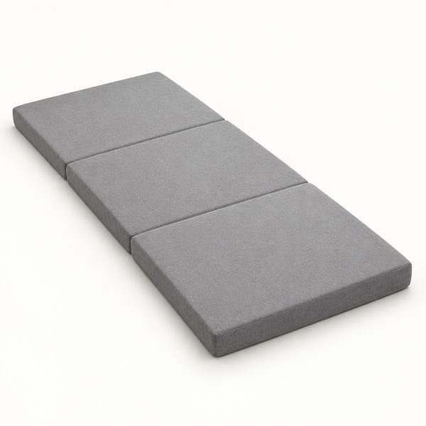 Colchoneta plegable de espuma gris de tres tramos